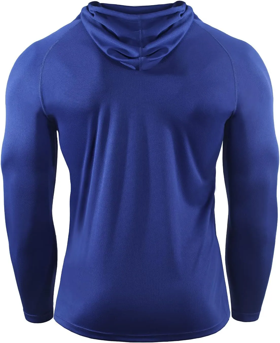 NELEUS Men'S 3 Pack Mesh Running Shirt Long Sleeve Workout Athletic Shirts with Hoods,5095,Black/Red/Blue,L
