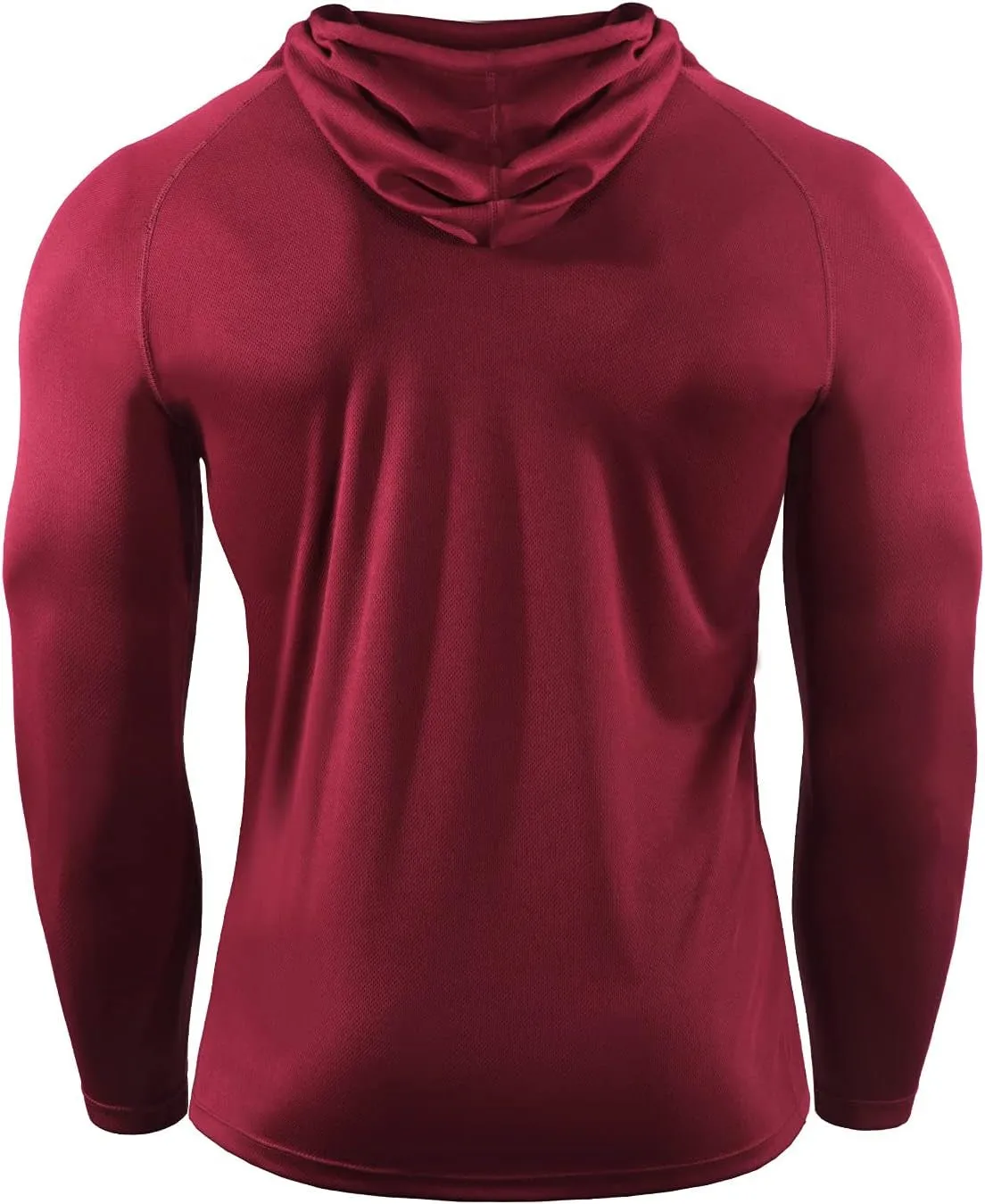 NELEUS Men'S 3 Pack Mesh Running Shirt Long Sleeve Workout Athletic Shirts with Hoods,5095,Black/Red/Blue,L