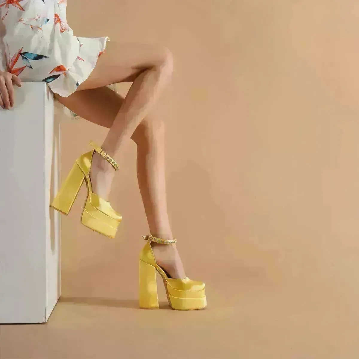 New Fashion 14cm Block Heel Platform chunky Heels for Women  model