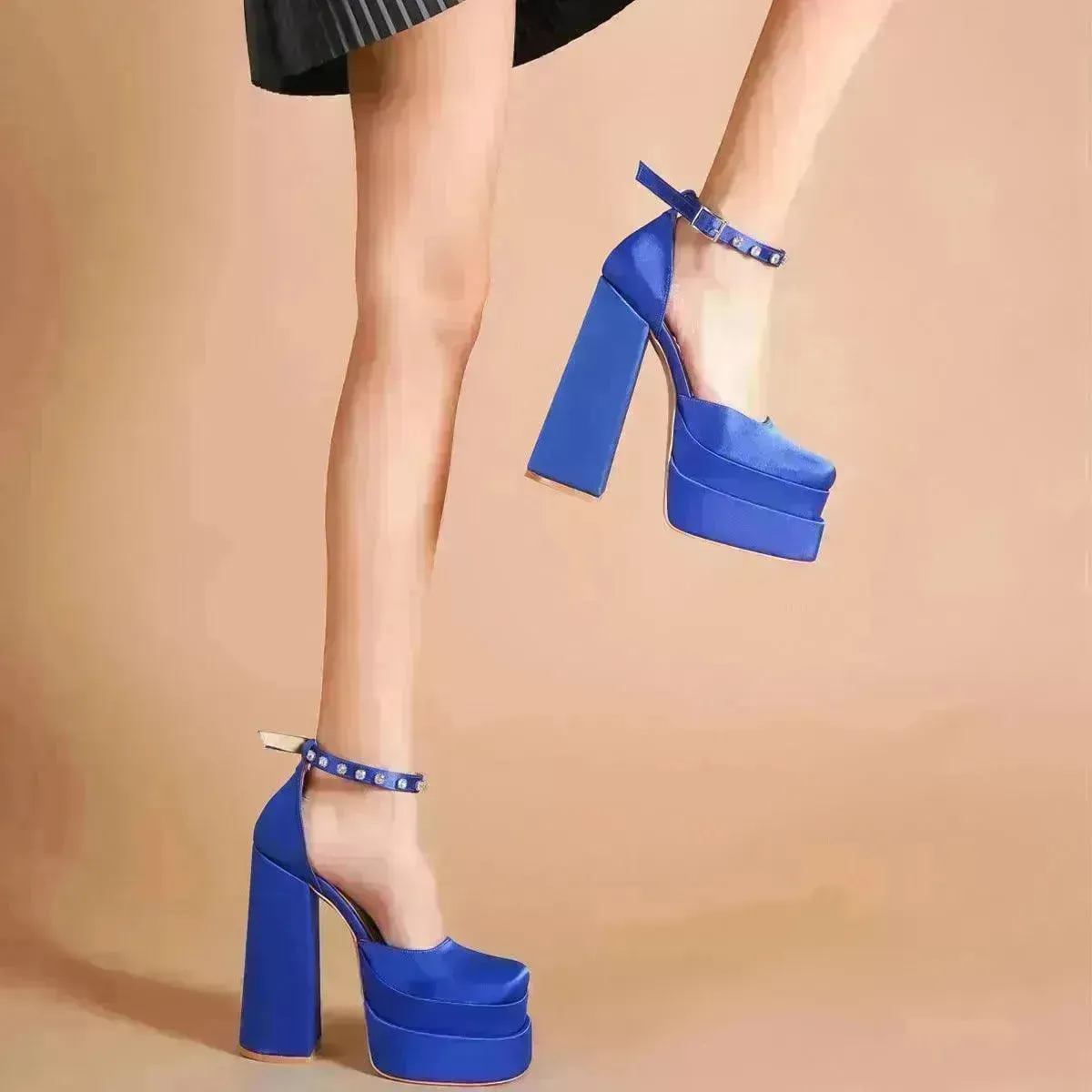 New Fashion 14cm Block Heel Platform chunky Heels for Women  model