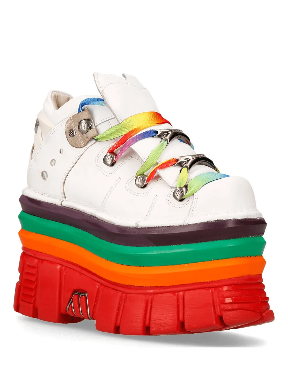 NEW ROCK Gothic White Platform Sneakers with Rainbow Soles