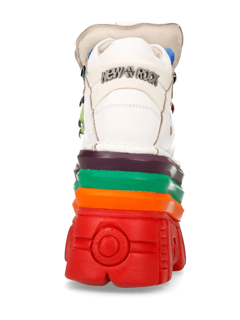 NEW ROCK Gothic White Platform Sneakers with Rainbow Soles