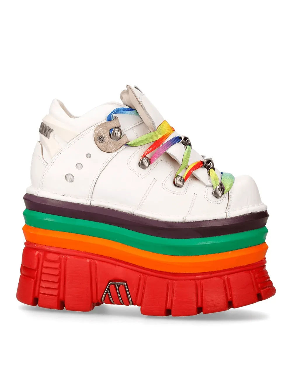 NEW ROCK Gothic White Platform Sneakers with Rainbow Soles