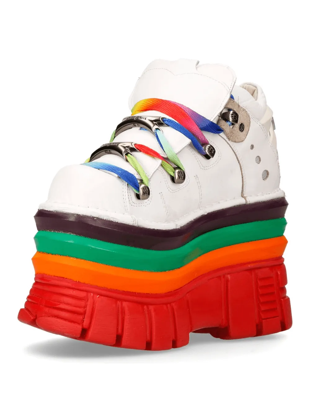 NEW ROCK Gothic White Platform Sneakers with Rainbow Soles