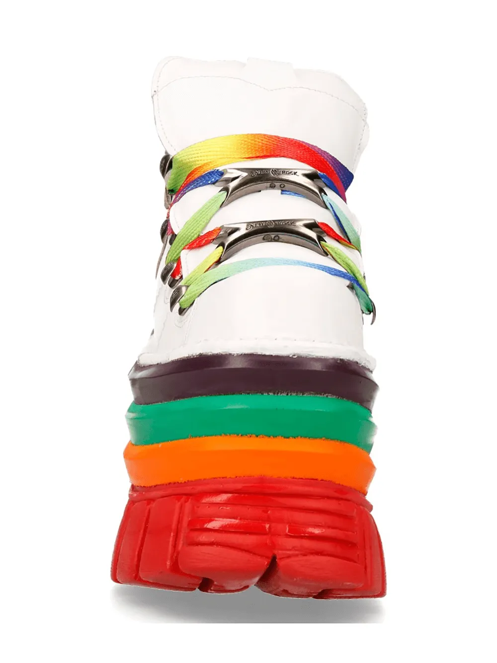 NEW ROCK Gothic White Platform Sneakers with Rainbow Soles