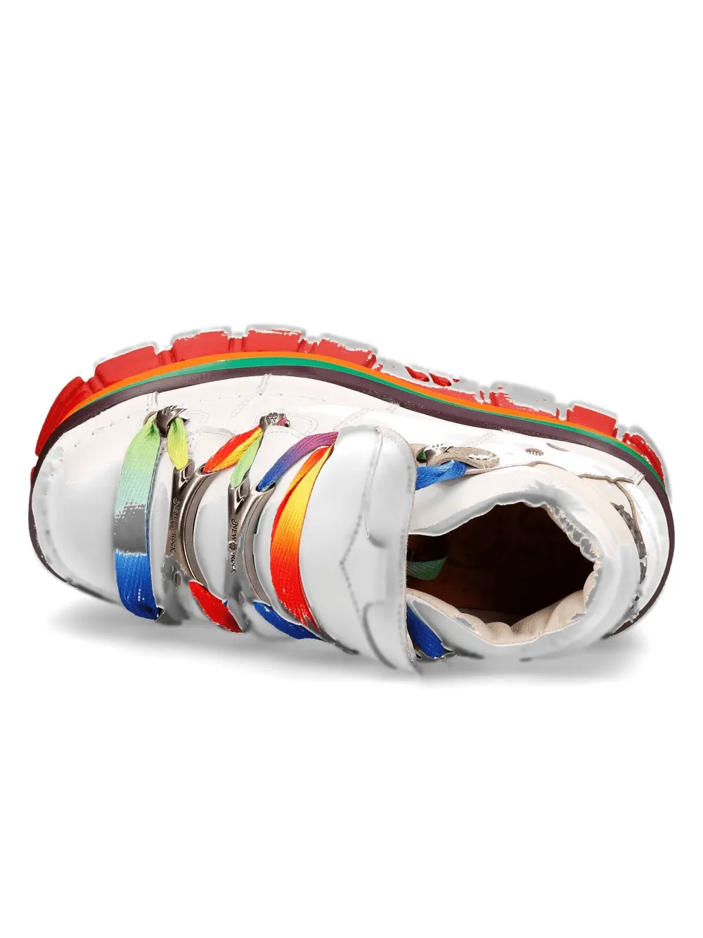 NEW ROCK Gothic White Platform Sneakers with Rainbow Soles