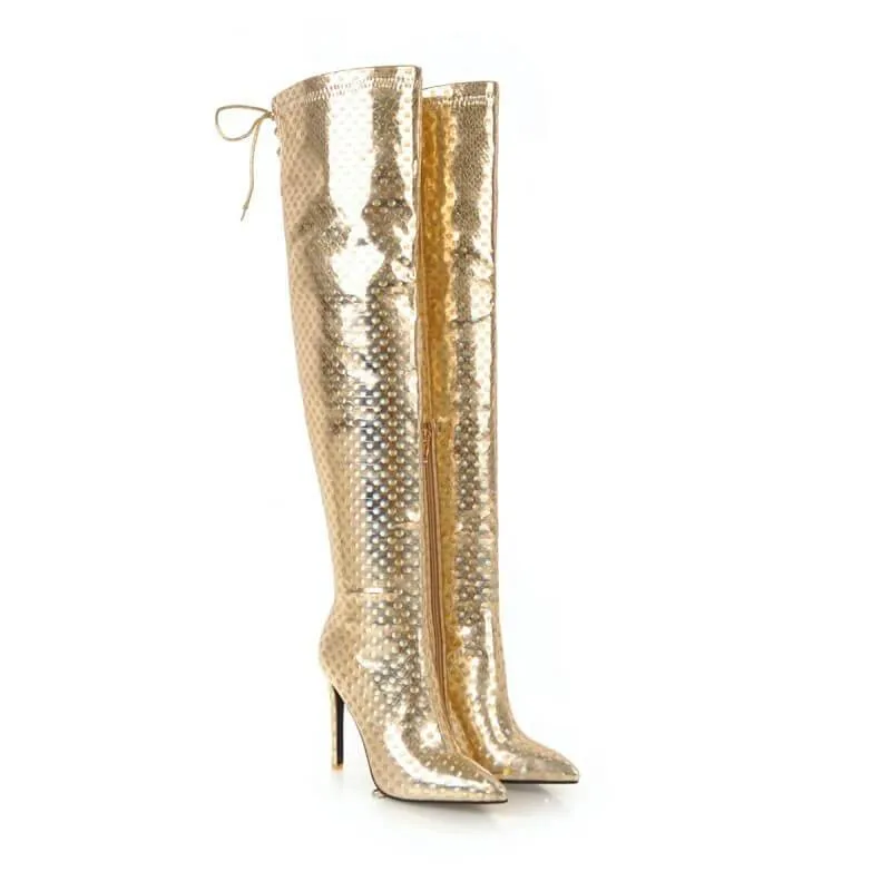 Party Patent Leather Point Toe Over Knee Boots