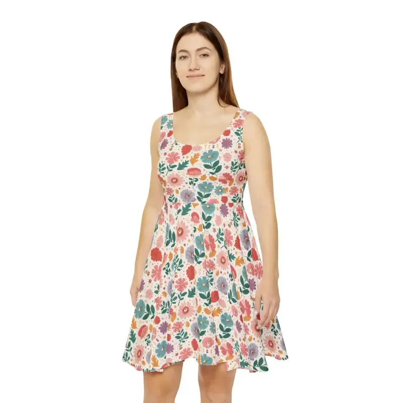 Pastel Flowers Skater Dress for Effortless Style