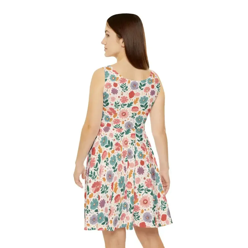 Pastel Flowers Skater Dress for Effortless Style