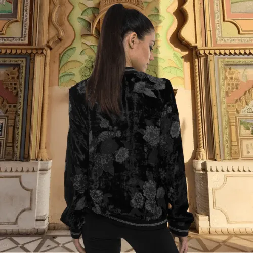 Printed Velvet Bomber Jacket