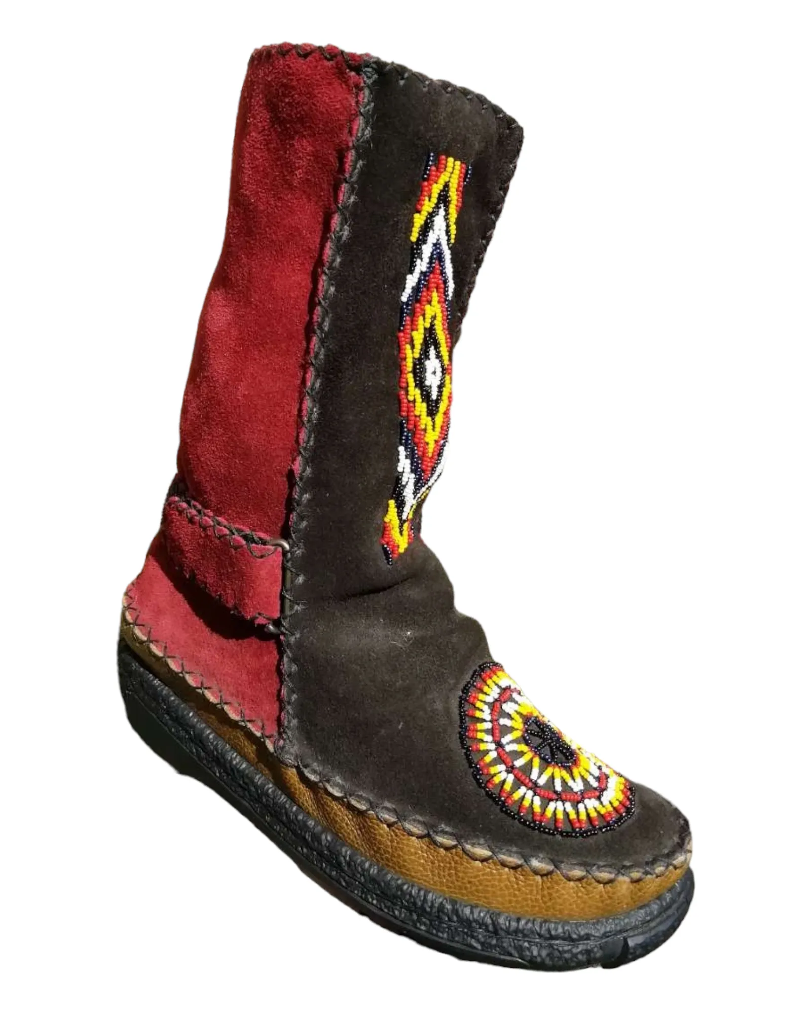 Pull On Leather Boots with Velcro Straps (UK 4)