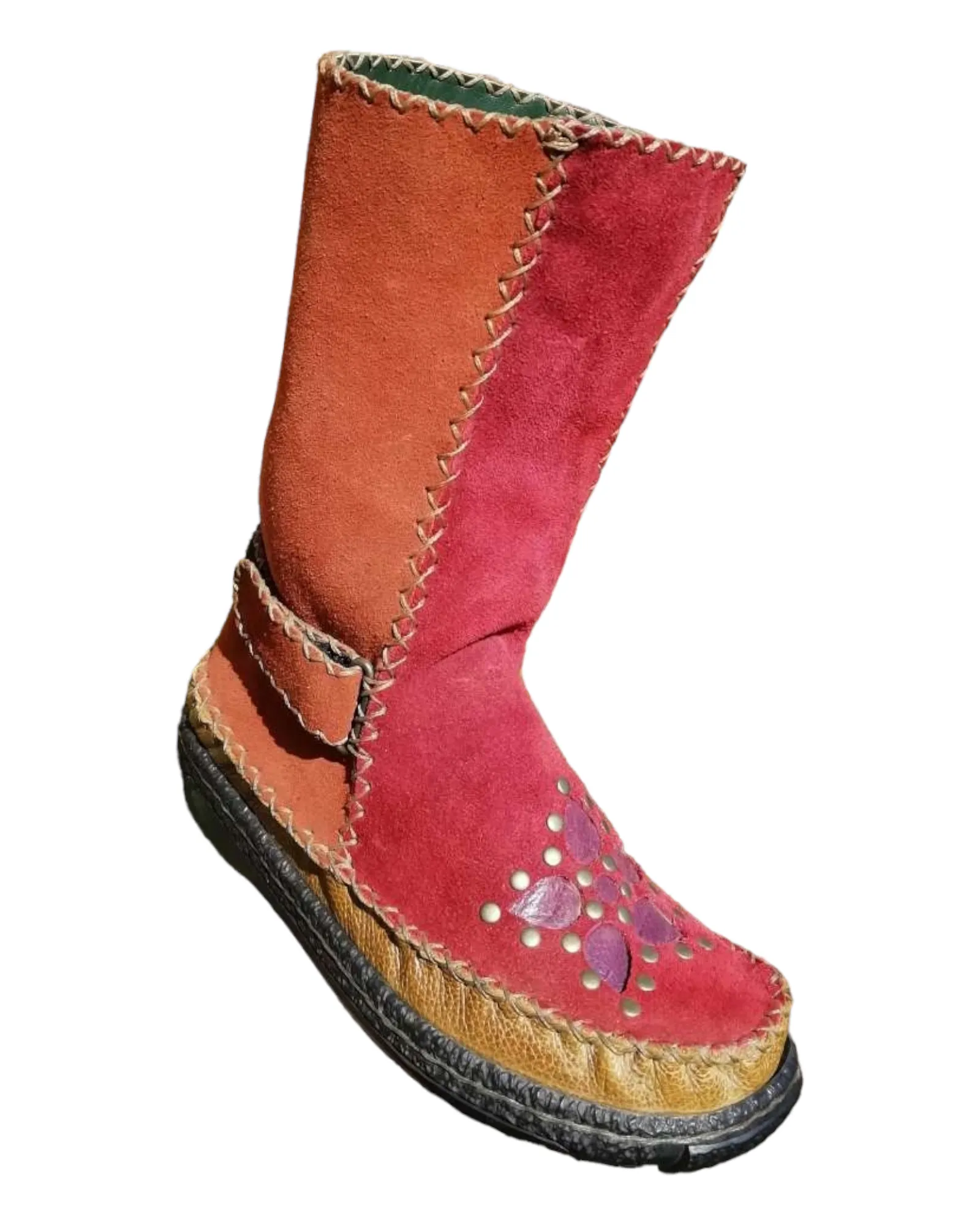 Pull On Leather Boots with Velcro Straps (UK 4)