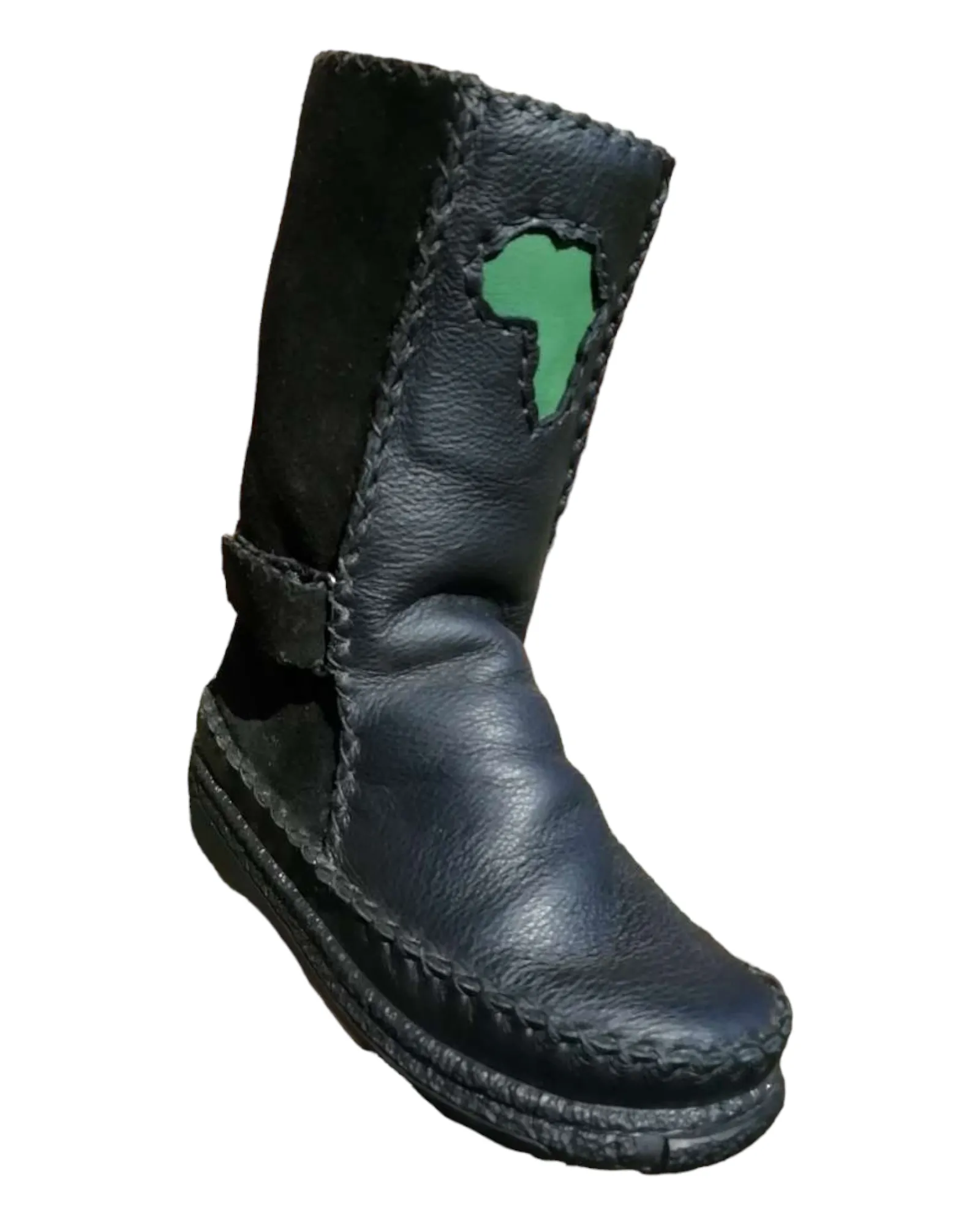 Pull On Leather Boots with Velcro Straps (UK 4)