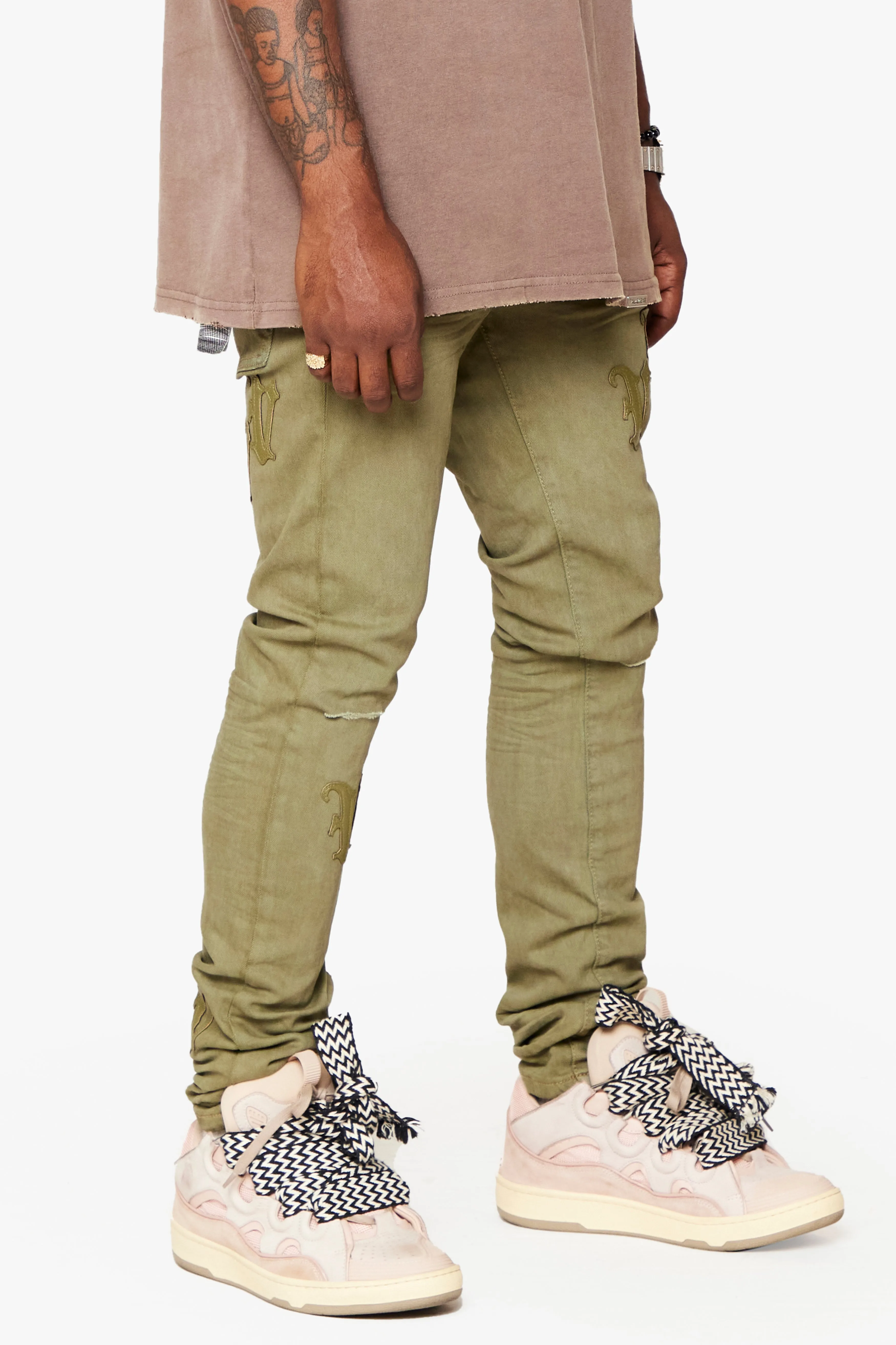 "NIMBUS" OLIVE GREEN SKINNY JEAN