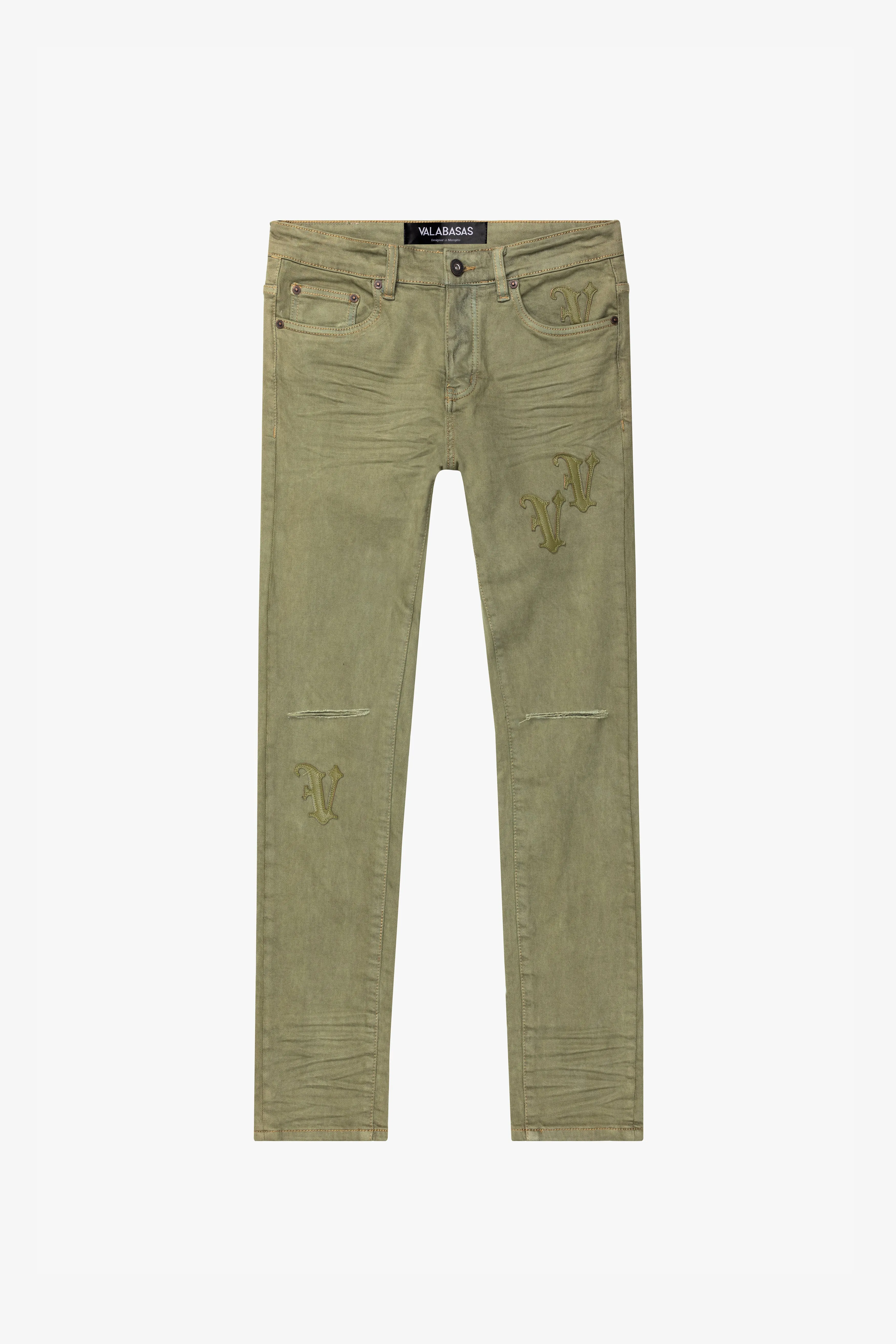 "NIMBUS" OLIVE GREEN SKINNY JEAN