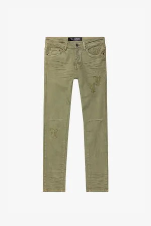 "NIMBUS" OLIVE GREEN SKINNY JEAN