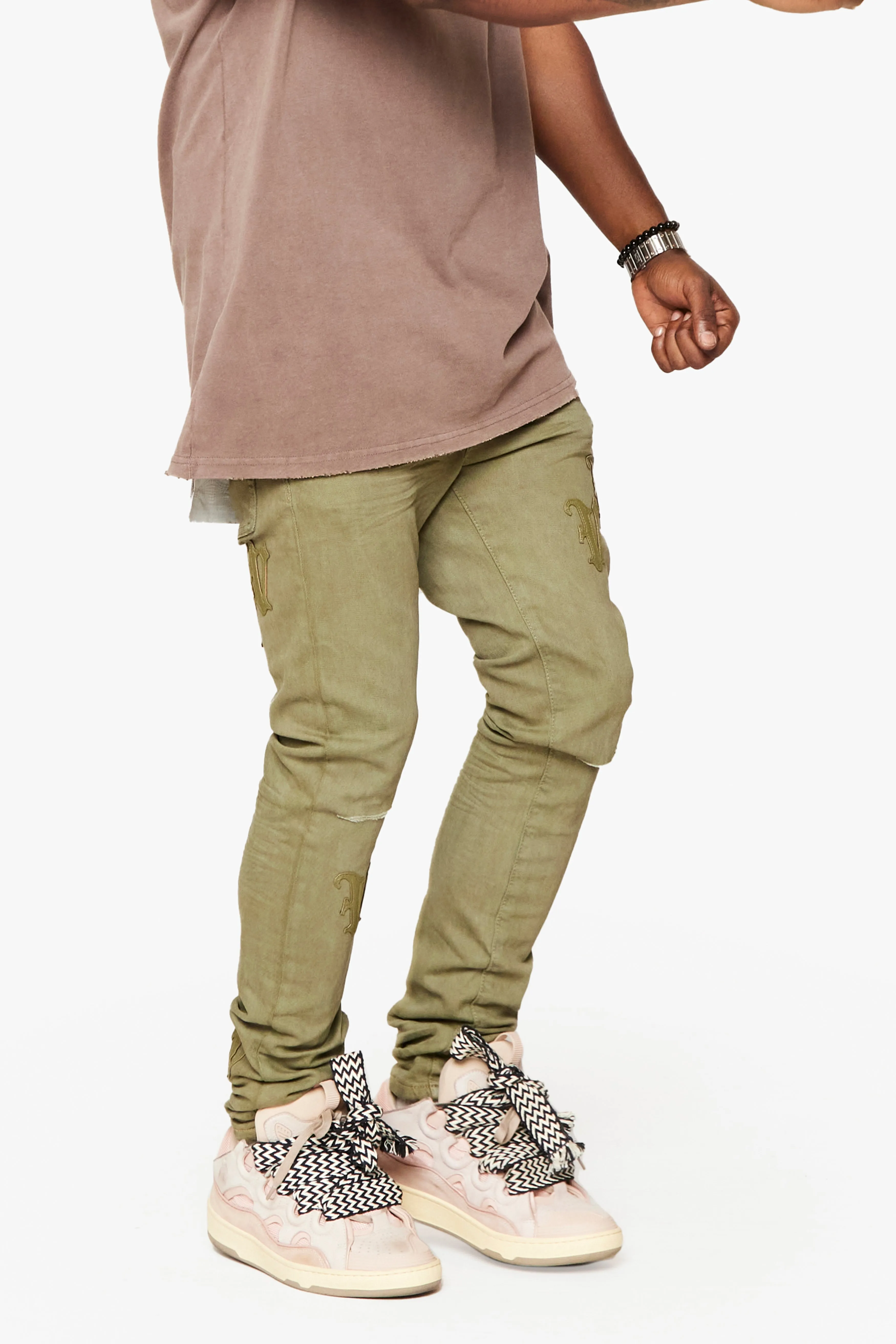 "NIMBUS" OLIVE GREEN SKINNY JEAN