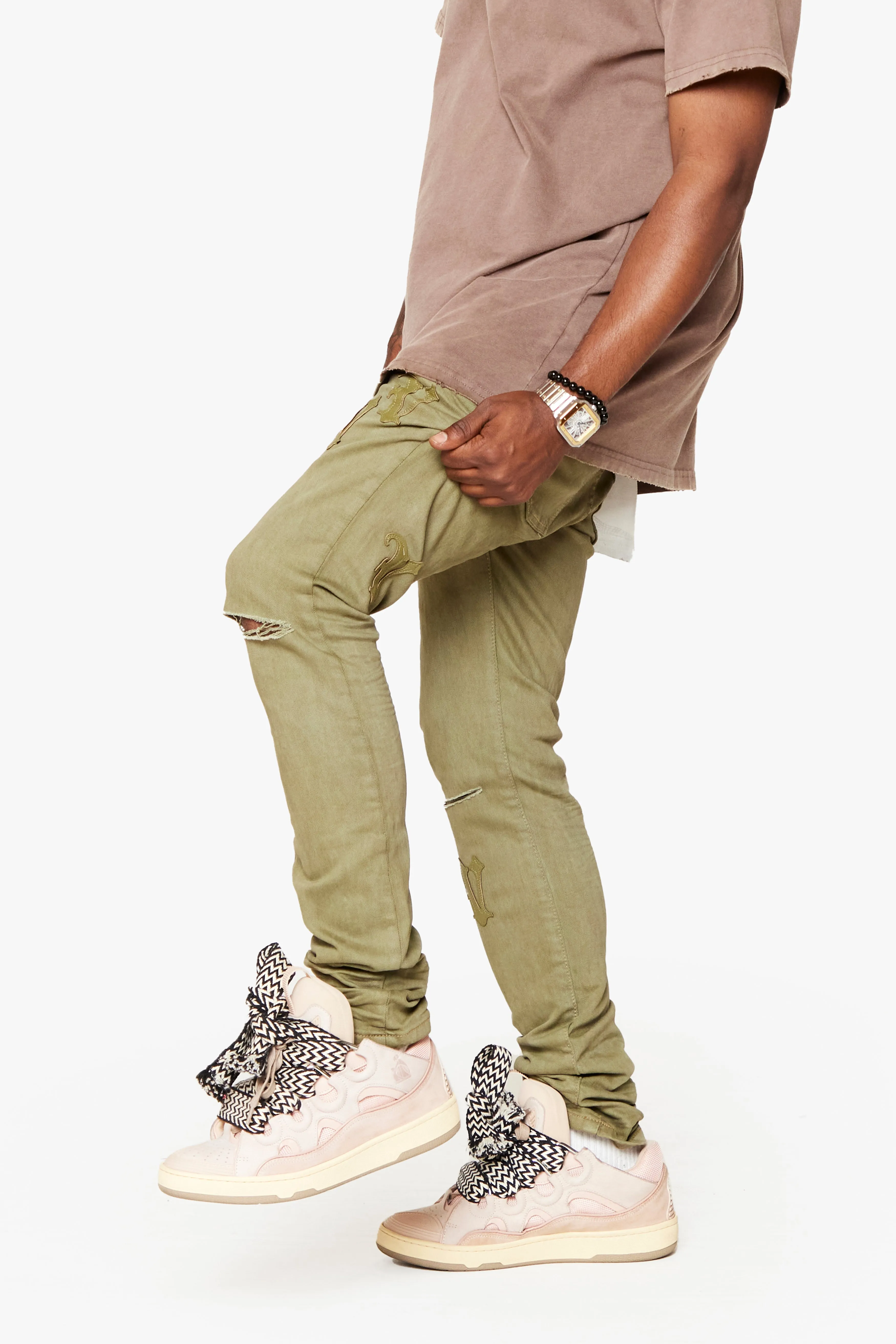 "NIMBUS" OLIVE GREEN SKINNY JEAN