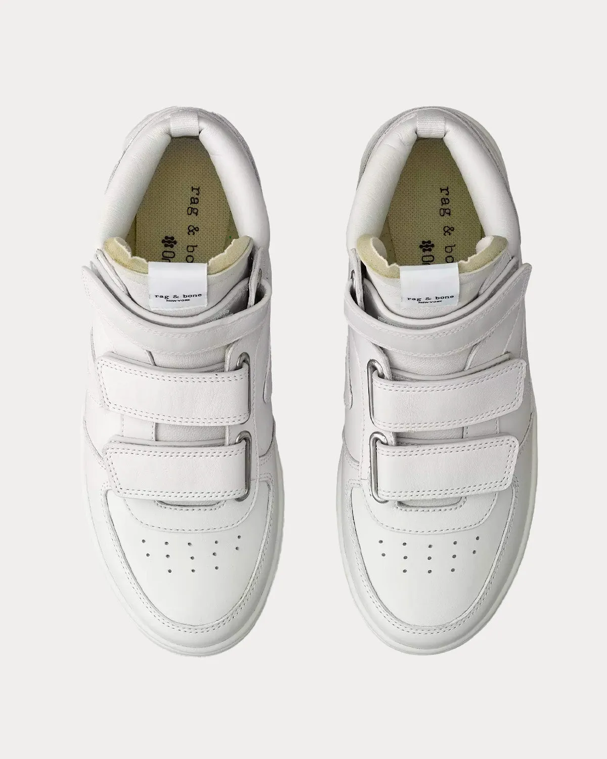 Retro Court Strap Leather White High Top Sneakers