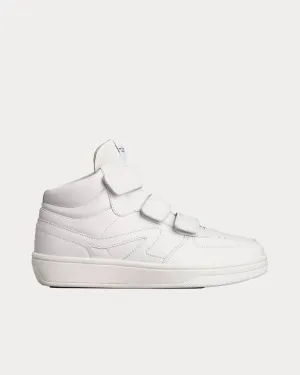Retro Court Strap Leather White High Top Sneakers