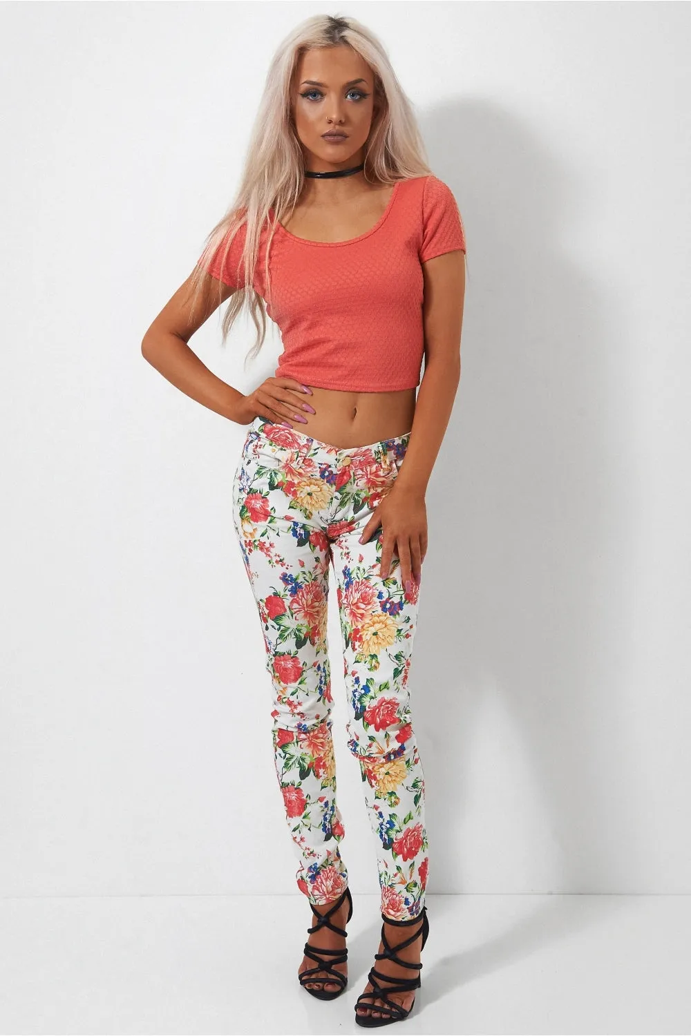 Sahara Coral Cross Back Crop Top