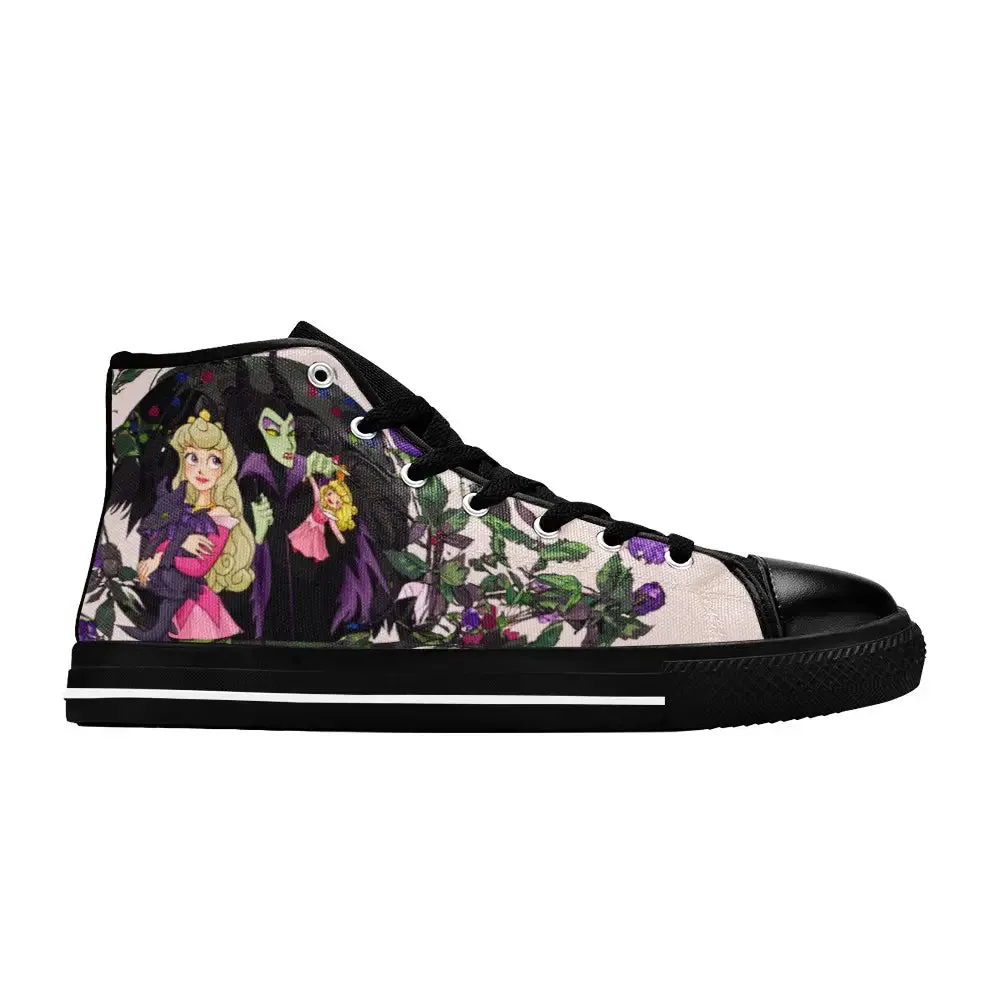 Sleeping Beauty Maleficent Princess Aurora Shoes High Top Sneakers for Kids and Adults