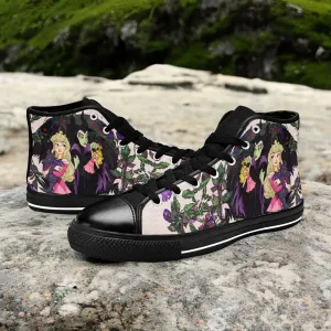 Sleeping Beauty Maleficent Princess Aurora Shoes High Top Sneakers for Kids and Adults