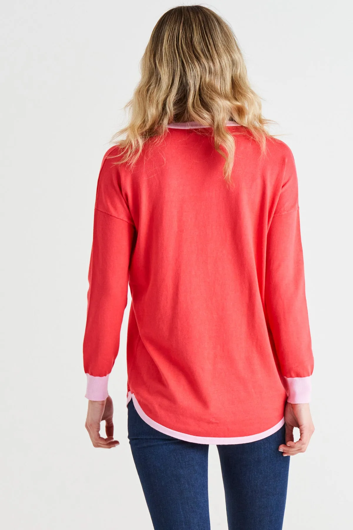 Sophie Knit Jumper Pink Tipping