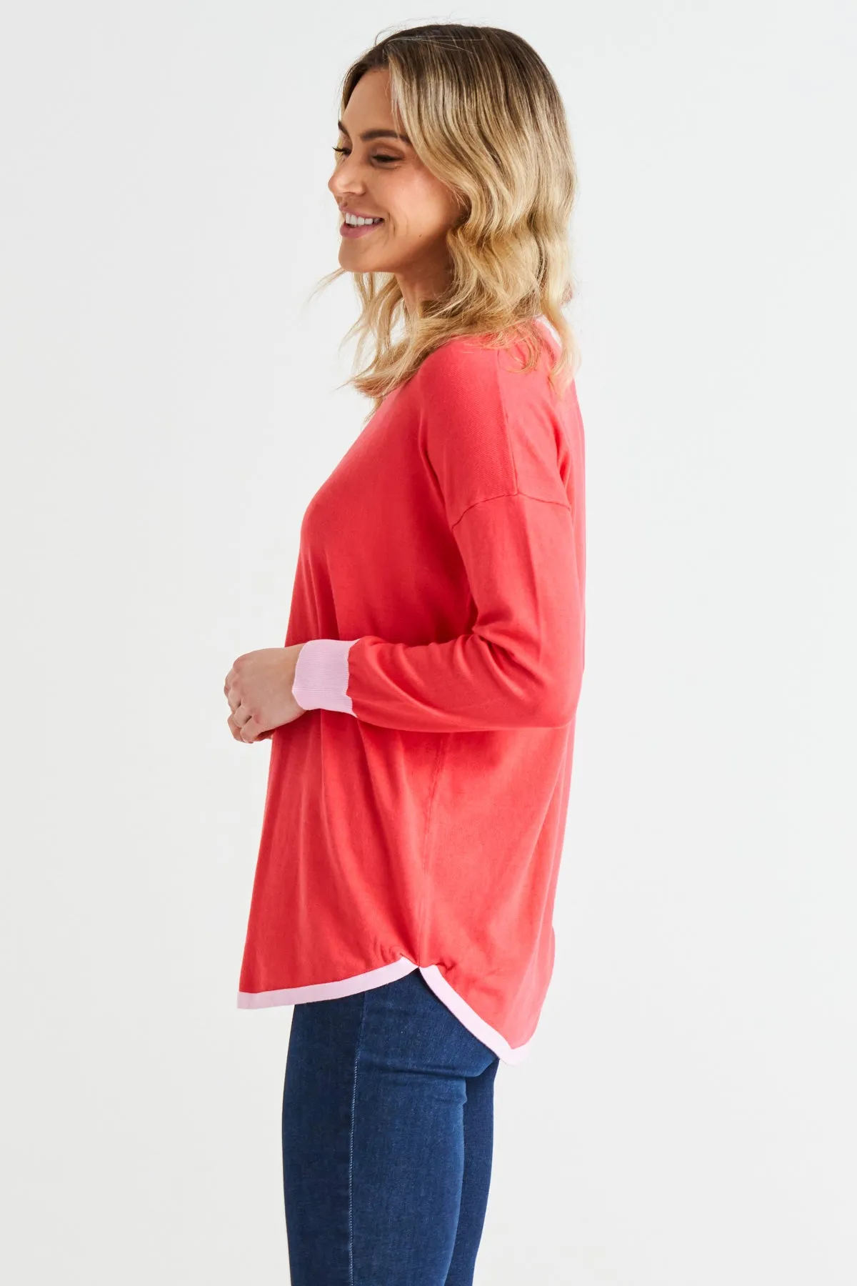 Sophie Knit Jumper Pink Tipping