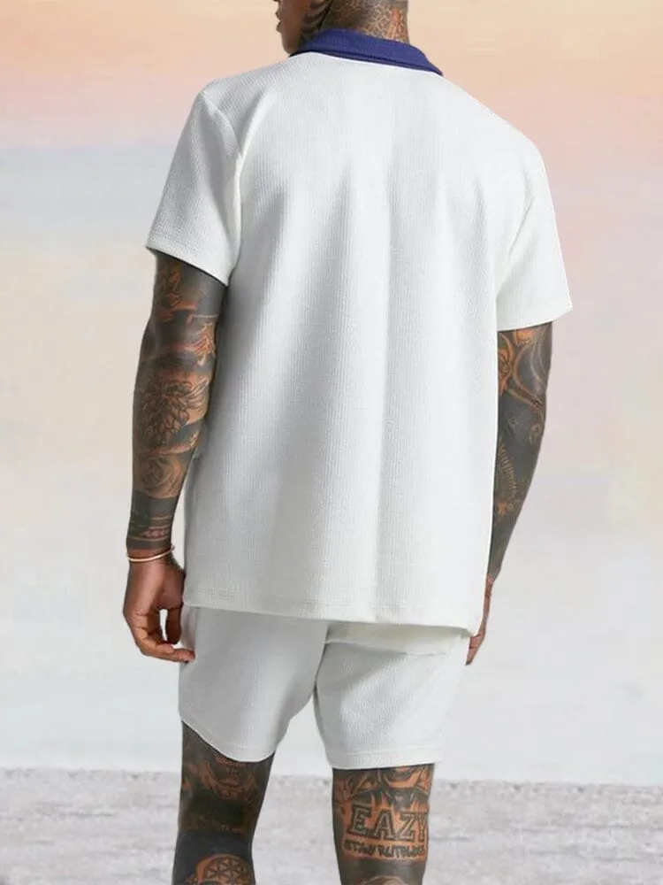 Stylish Splicing Corduroy Shirt Set