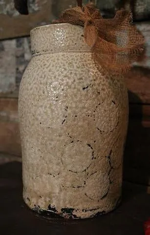 Unusual Antique Crock with Decorated Feather Tree