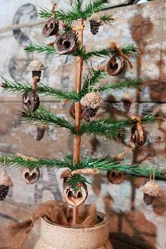 Unusual Antique Crock with Decorated Feather Tree