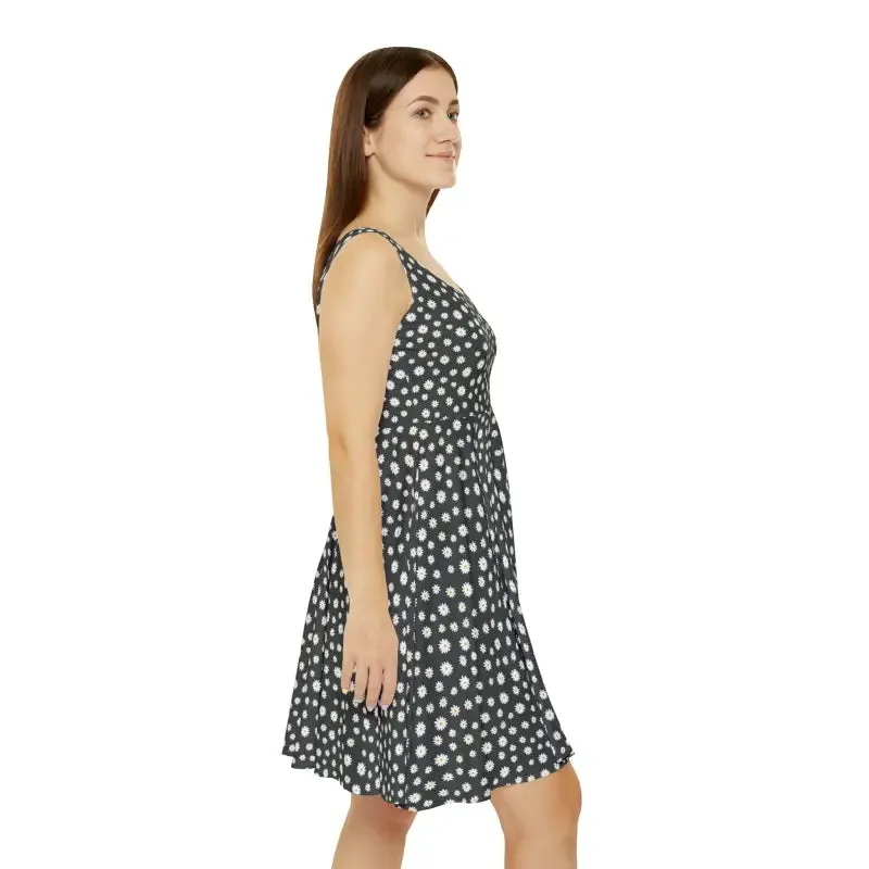 Vibrant Orange Flower Pattern Skater Dress