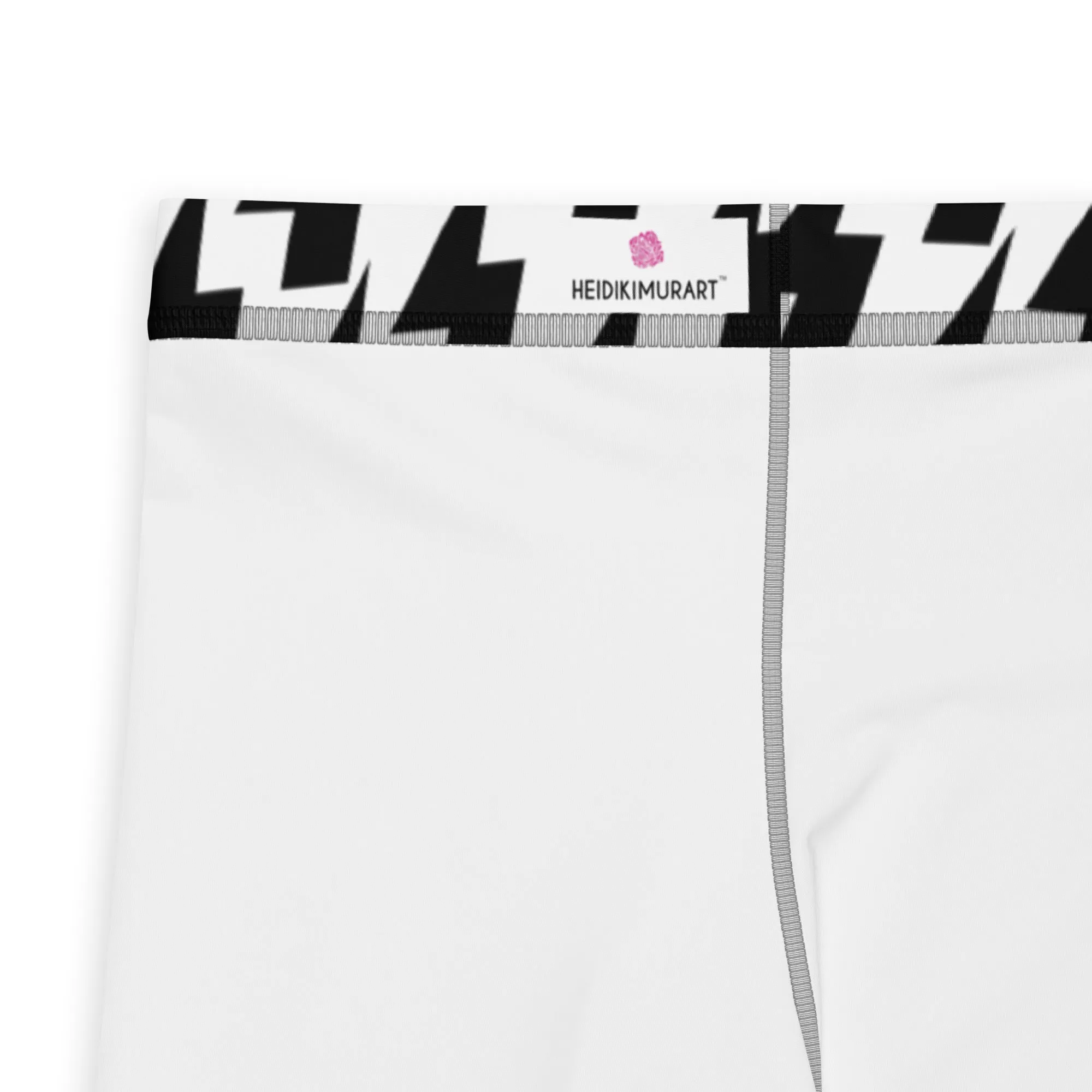 White Lightning Patterned Men's Leggings, Lightning Pattern Abstract Designer Running Compression Tights For Men - Made in USA/EU/MX