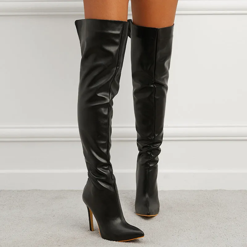 Women over the knee boots split back zipper stiletto long boots