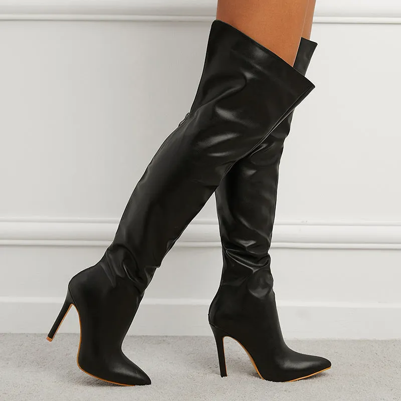 Women over the knee boots split back zipper stiletto long boots