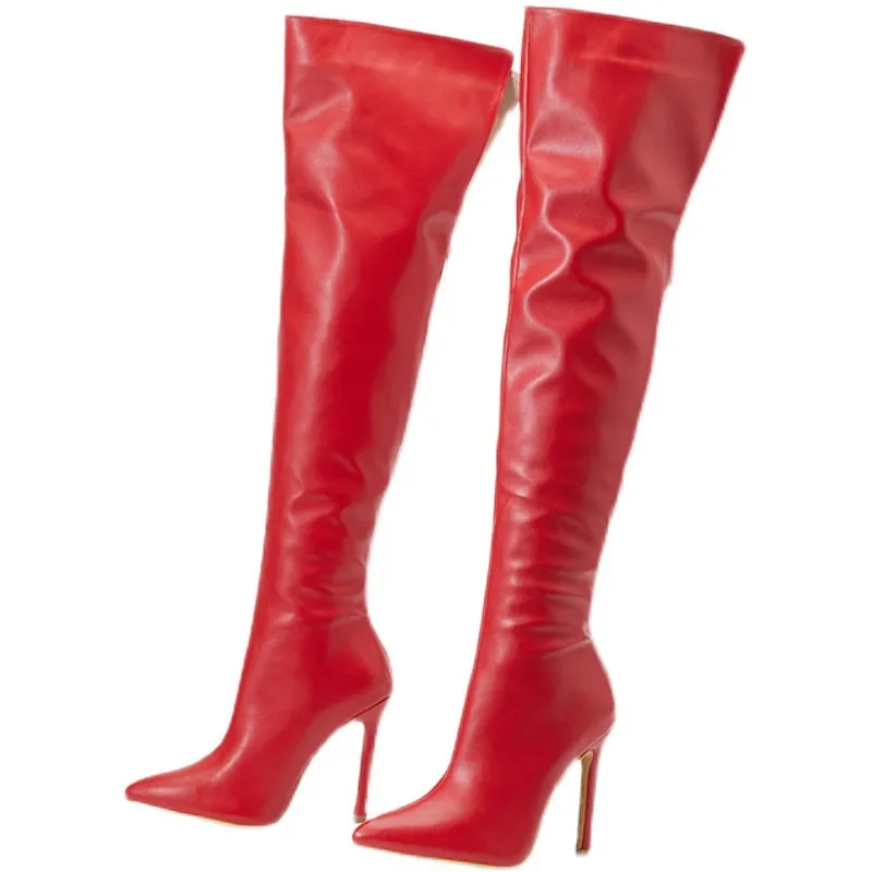 Women over the knee boots split back zipper stiletto long boots
