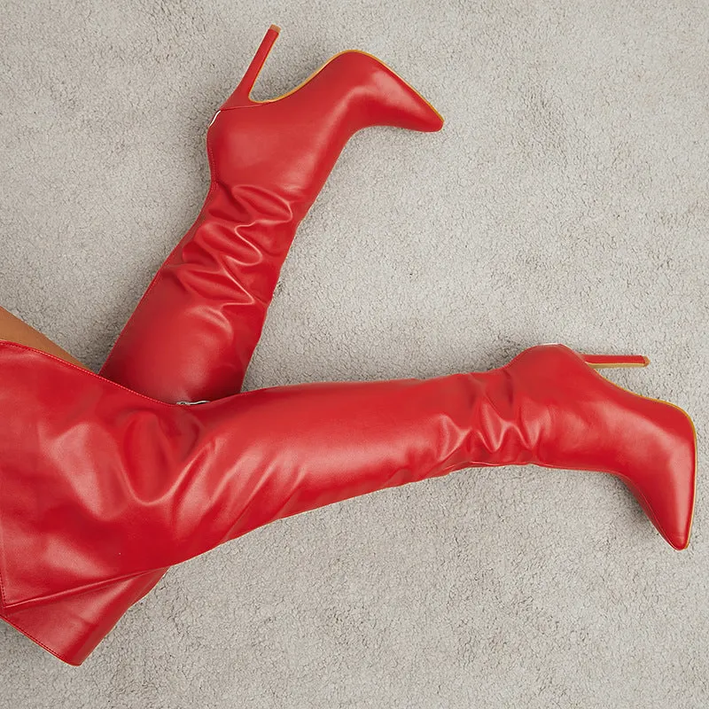 Women over the knee boots split back zipper stiletto long boots