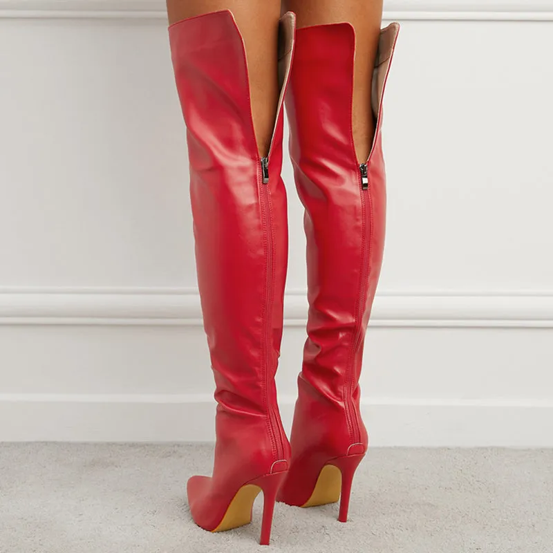 Women over the knee boots split back zipper stiletto long boots