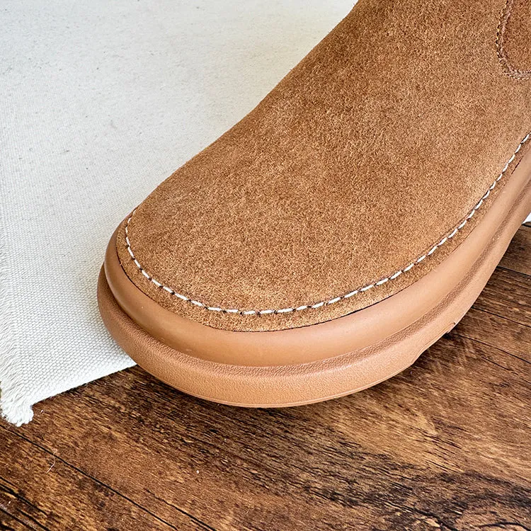 Women Retro Minimalist Suede Furred Snow Boots