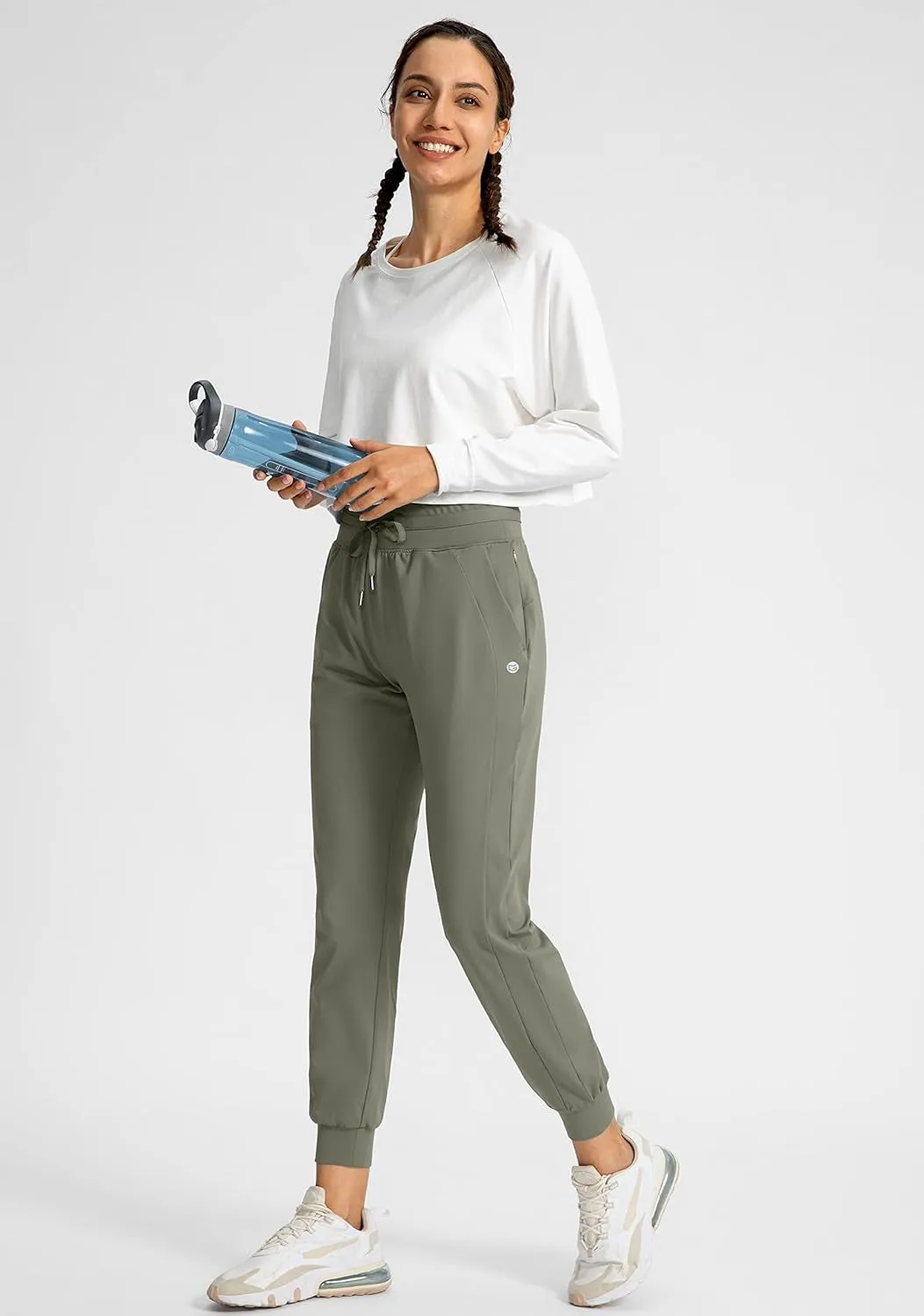 Women'S Joggers Pants with Zipper Pockets High Waisted Athletic Tapered Sweatpants for Women Workout Lounge
