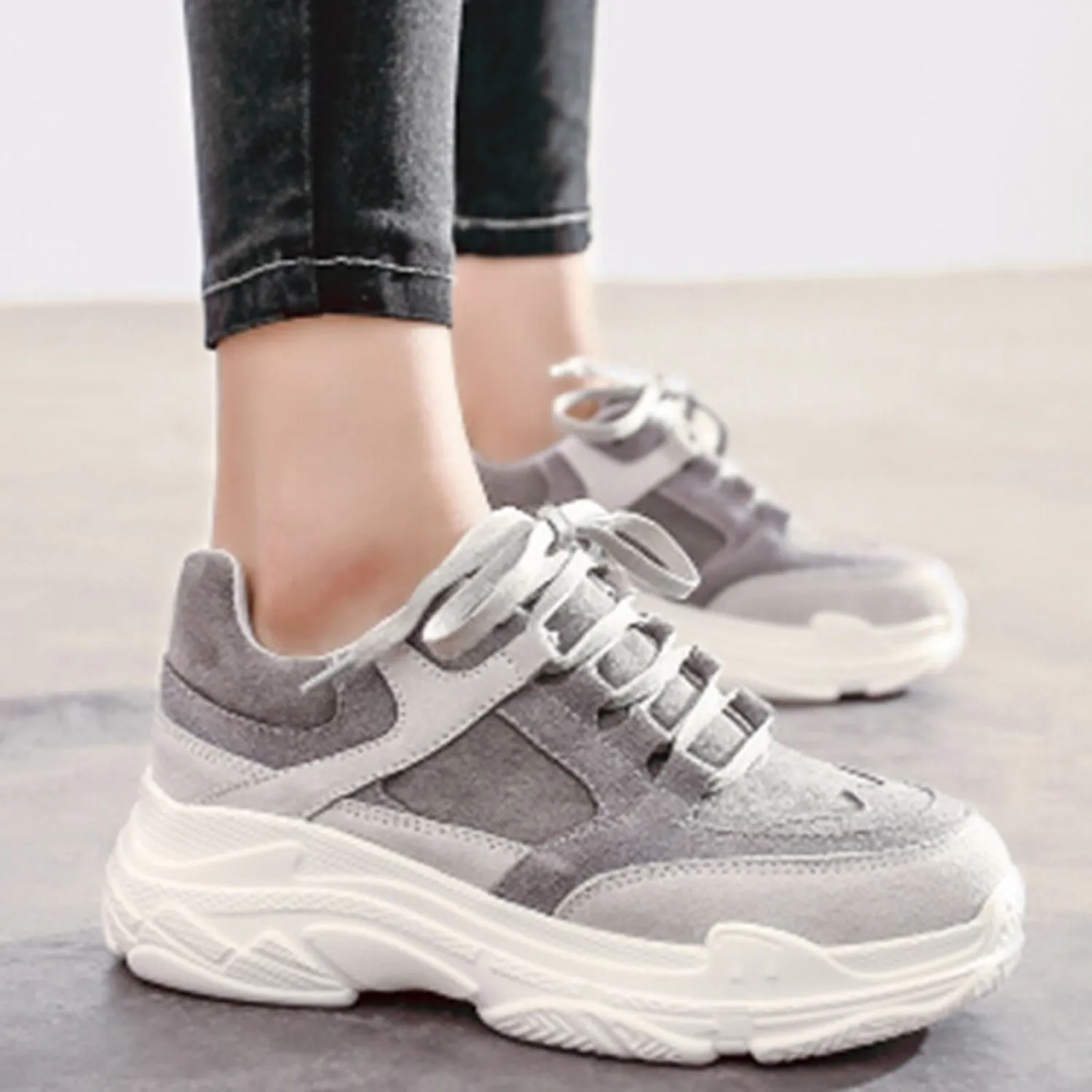 Women's Spring Casual Platform Lace Up Sneakers