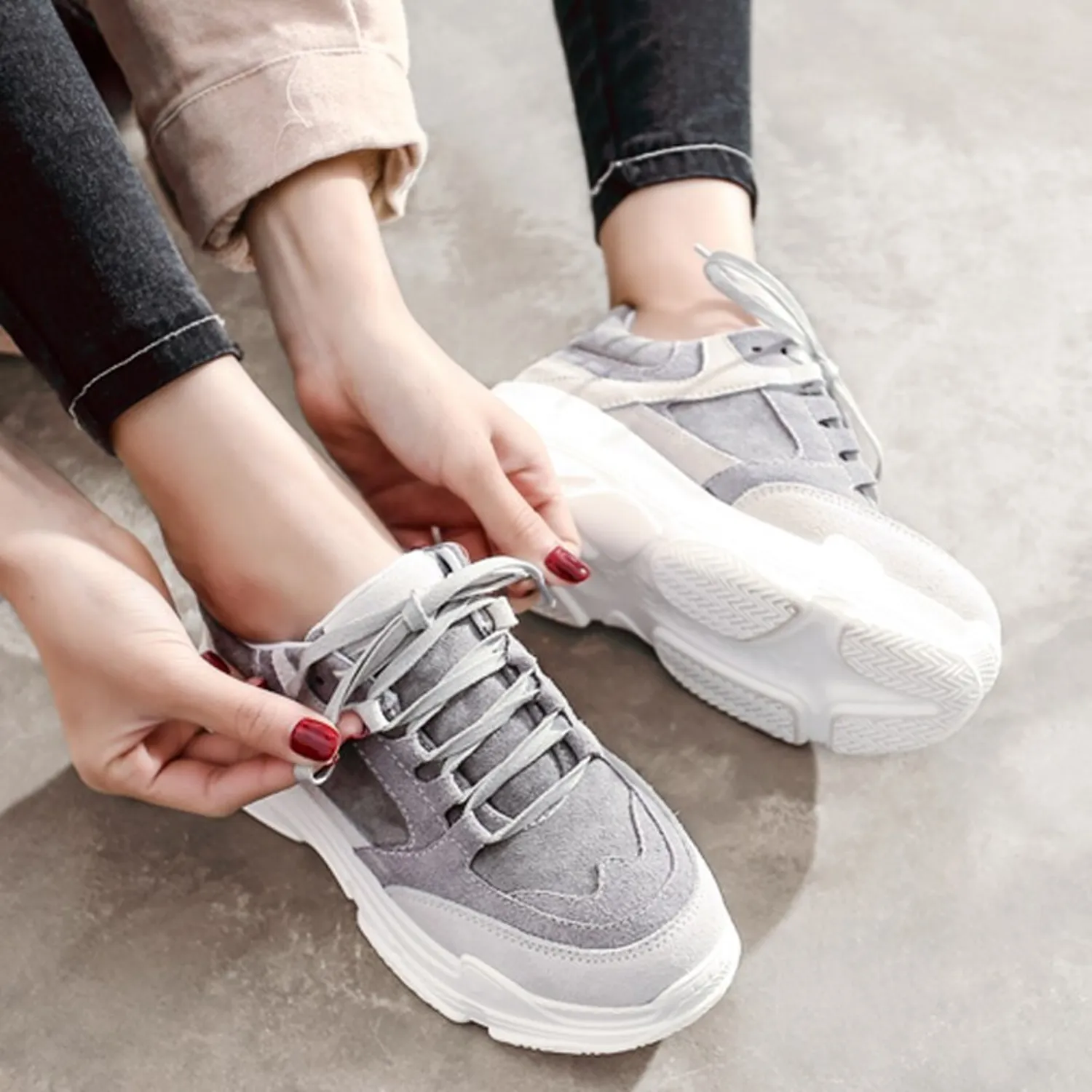 Women's Spring Casual Platform Lace Up Sneakers