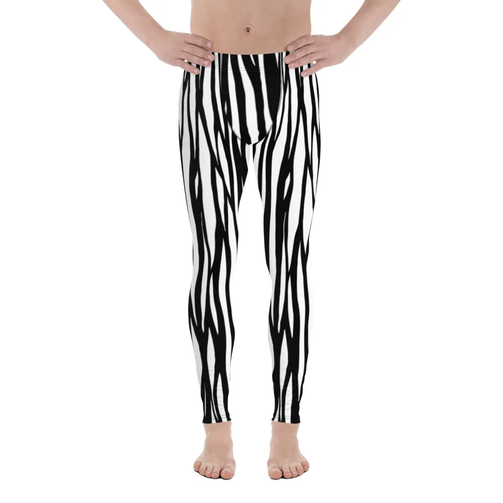 Zebra Stripe Meggings, Animal Print Sexy Men's Leggings Tights Pants-Made in USA/EU