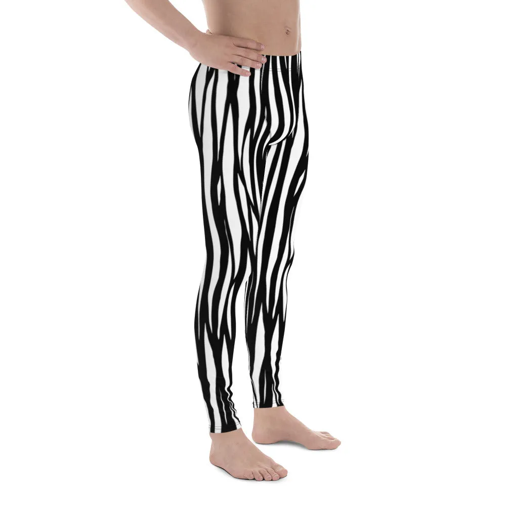 Zebra Stripe Meggings, Animal Print Sexy Men's Leggings Tights Pants-Made in USA/EU